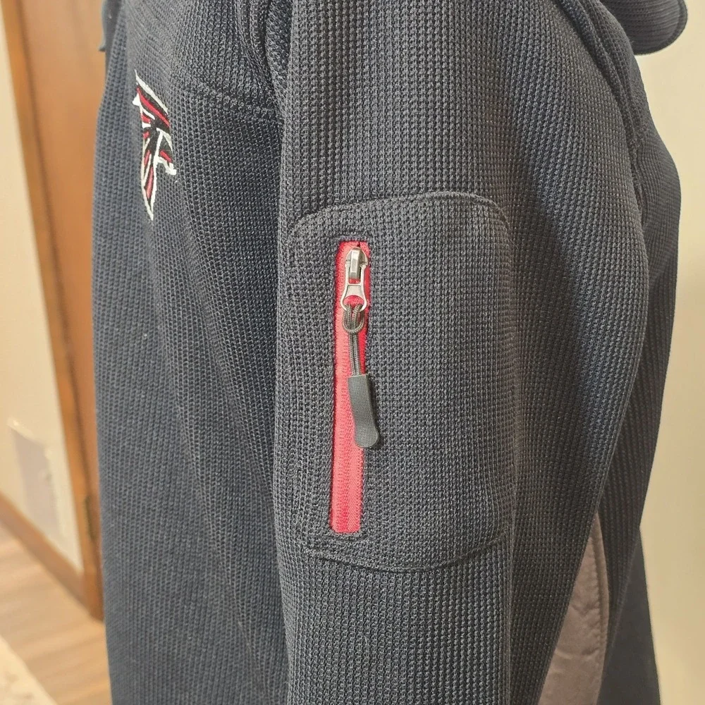 Atlanta Falcons NFL Full Zip Black Red Hoodie Hooded‎ Sweatshirt Pockets Warm XL